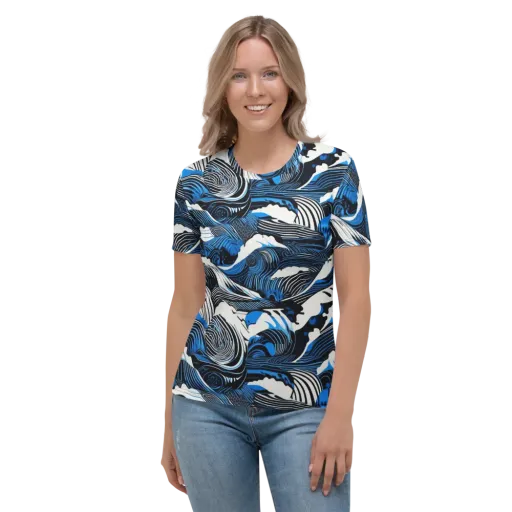 Cobalt Undertow on a Women's Crew Neck T-Shirt