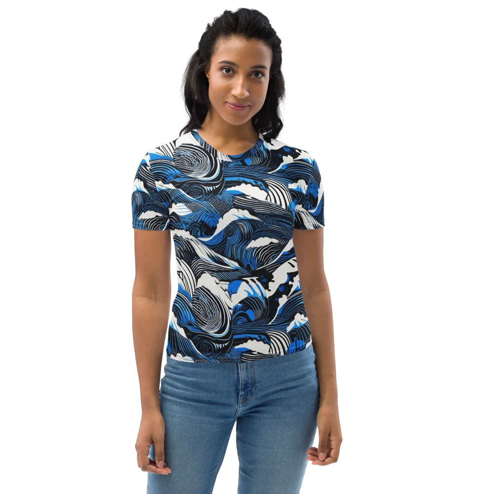 Cobalt Undertow on Women's Crew Neck T-Shirt — Front