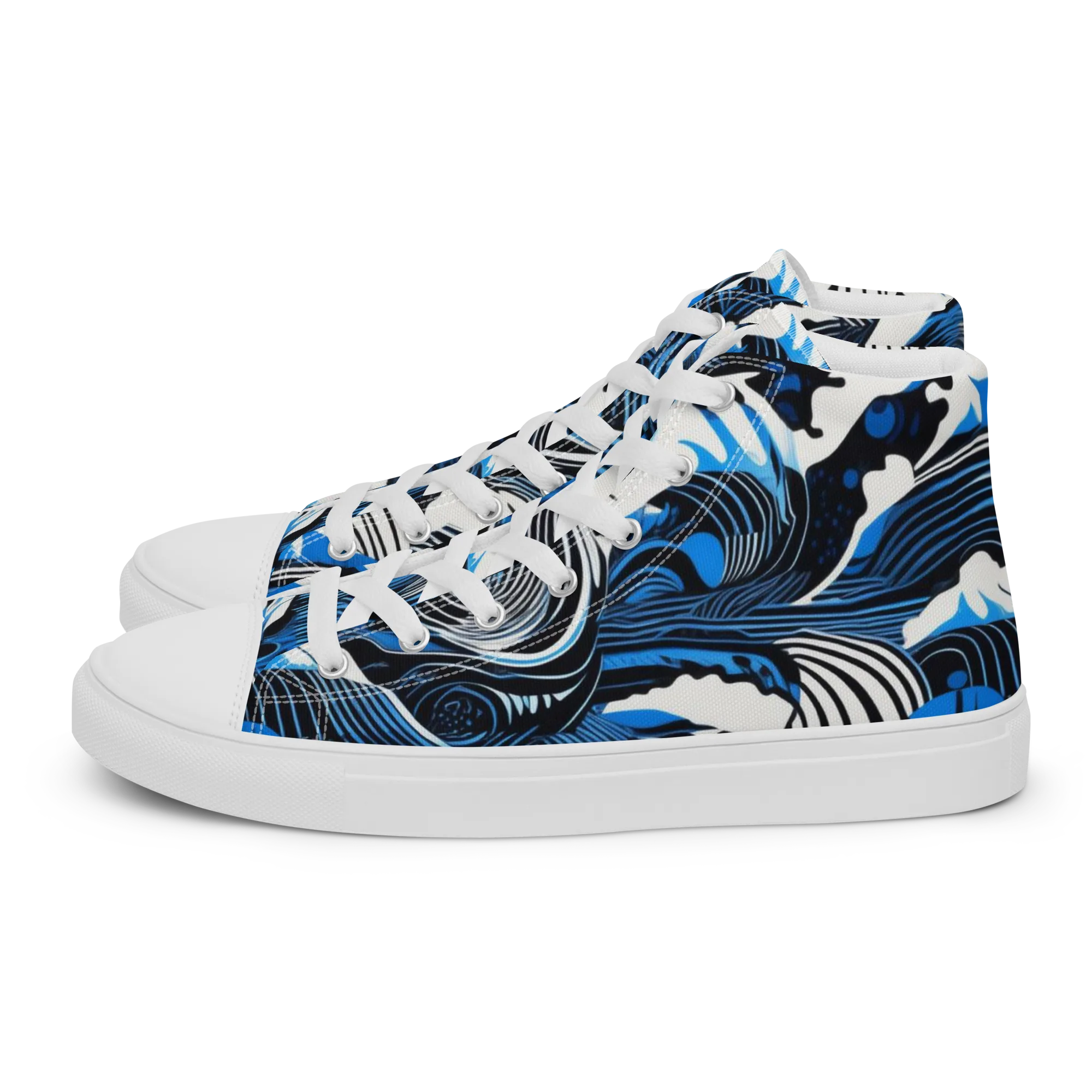 Cobalt Undertow on Women's High Top Canvas Shoes — Left