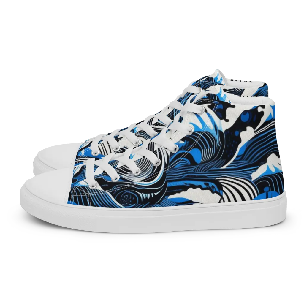 Cobalt Undertow on Women's High Top Canvas Shoes — Left