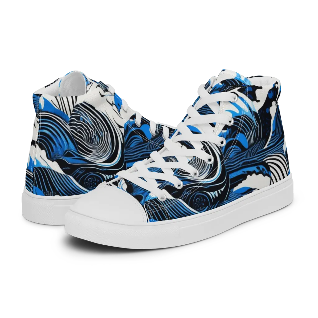 Cobalt Undertow on Women's High Top Canvas Shoes — Left