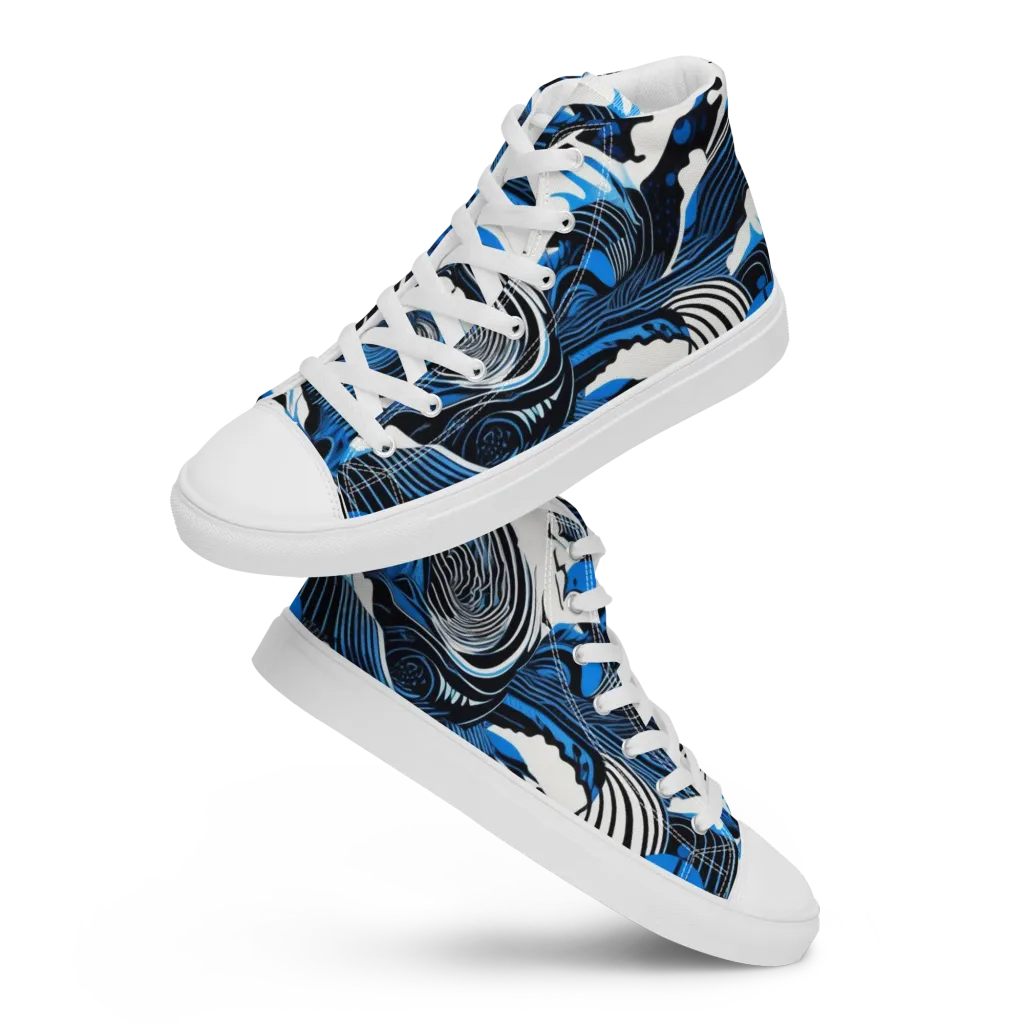 Cobalt Undertow on Women's High Top Canvas Shoes — Front