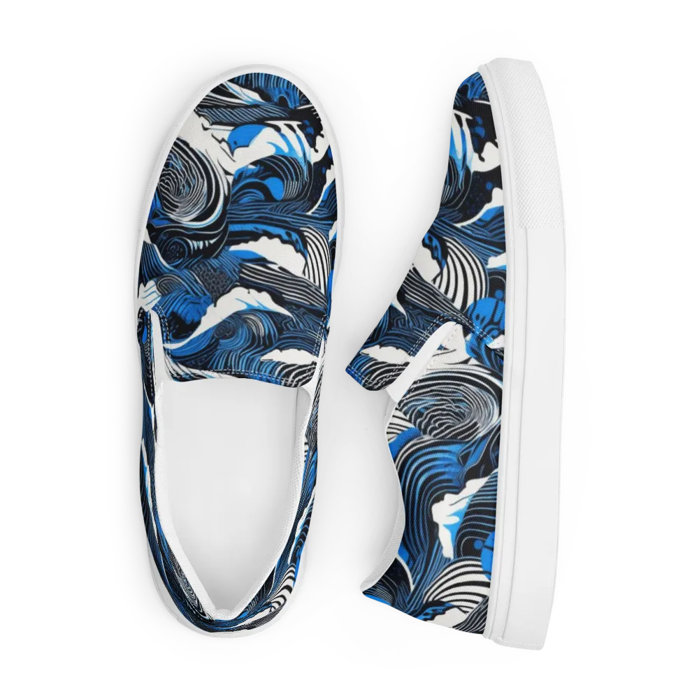 Cobalt Undertow on Men's Slip-On Canvas Shoes — Front