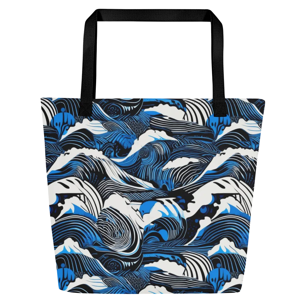 Cobalt Undertow on Large Tote Bag W/ Pocket — Front