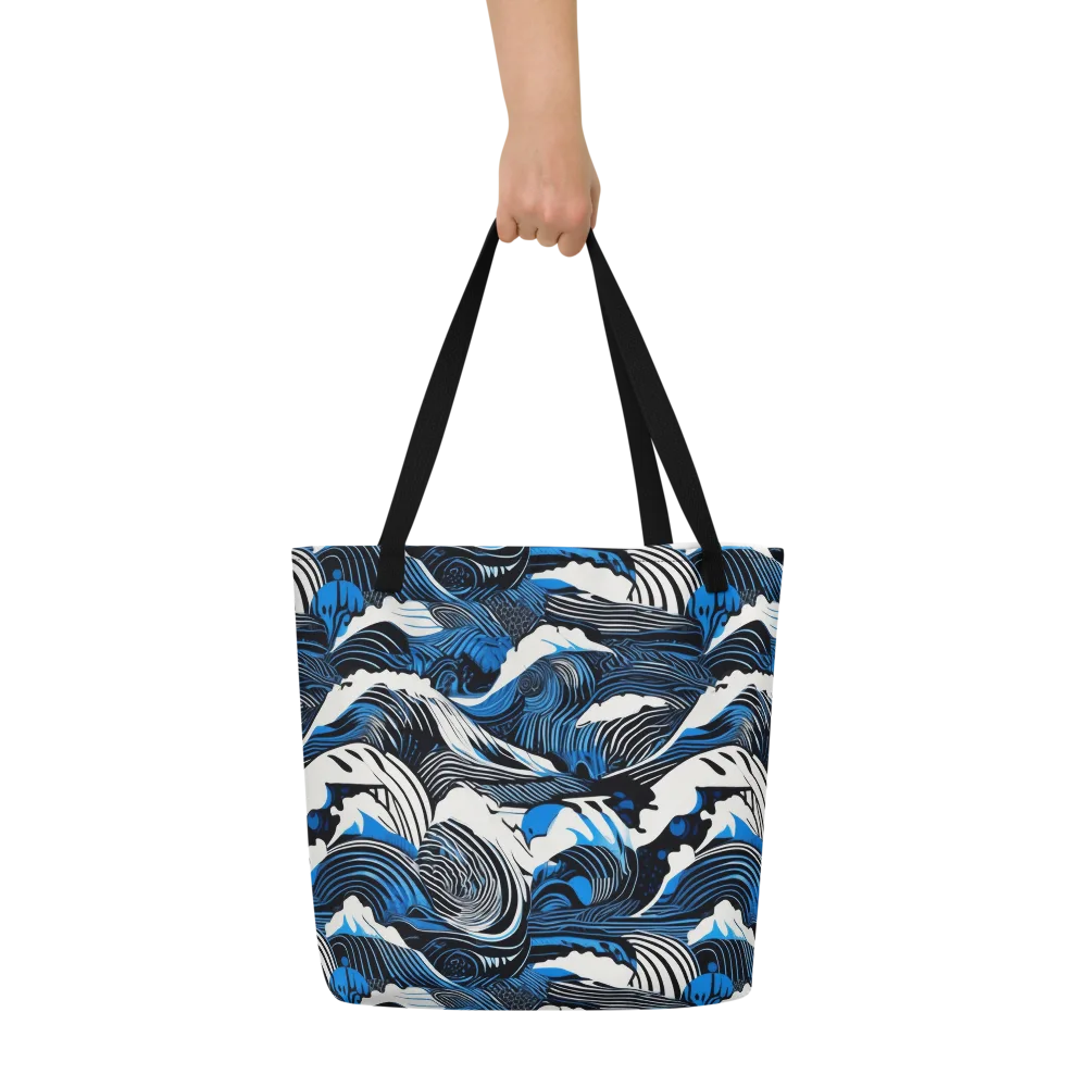 Cobalt Undertow on Large Tote Bag W/ Pocket — Front