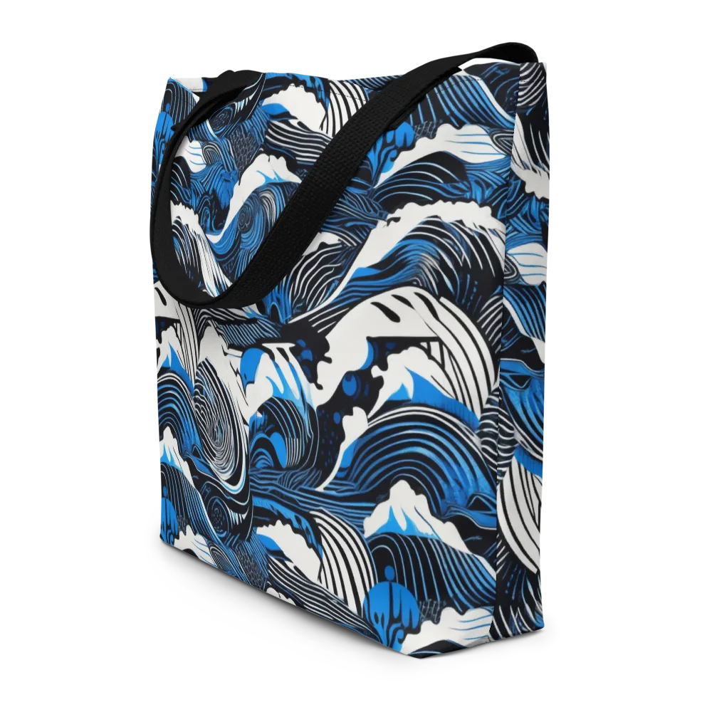 Cobalt Undertow on Large Tote Bag W/ Pocket — Front