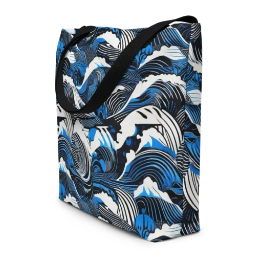 Cobalt Undertow on a Large Tote Bag W/ Pocket