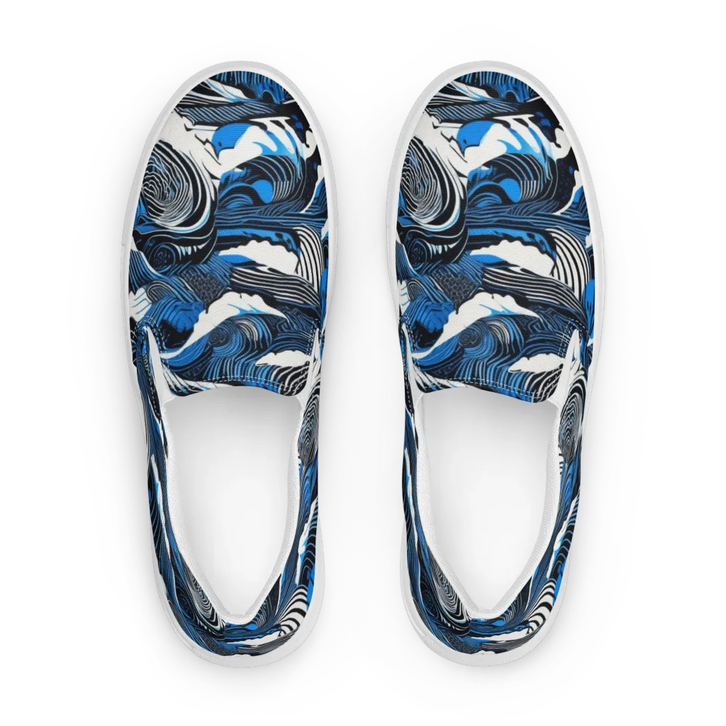 Cobalt Undertow on Women's Slip-On Canvas Shoes — Front