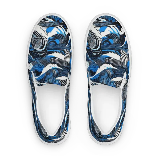 Cobalt Undertow on a Women's Slip-On Canvas Shoes