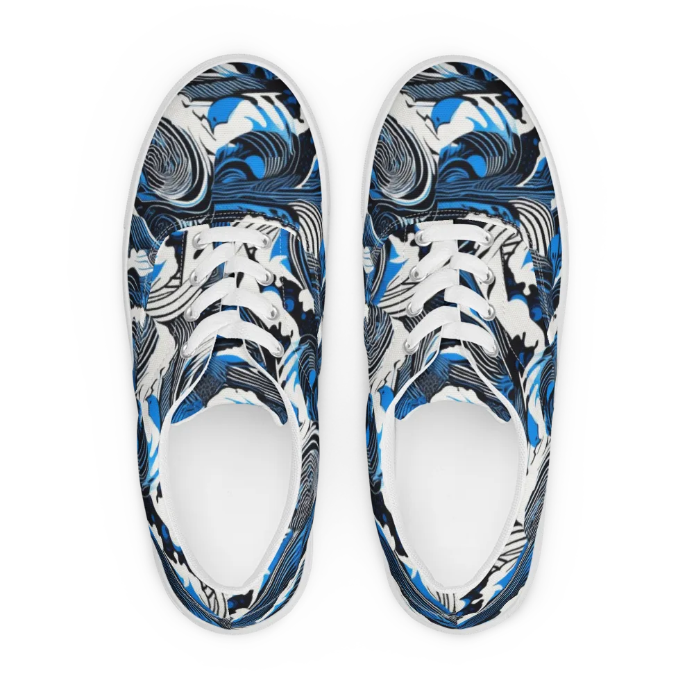 Cobalt Undertow on Men's Lace-Up Canvas Shoes — Front