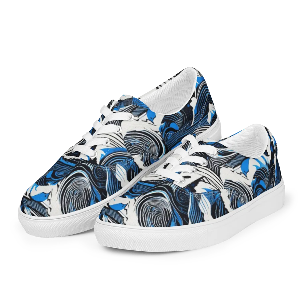 Cobalt Undertow on Men's Lace-Up Canvas Shoes — Left Front