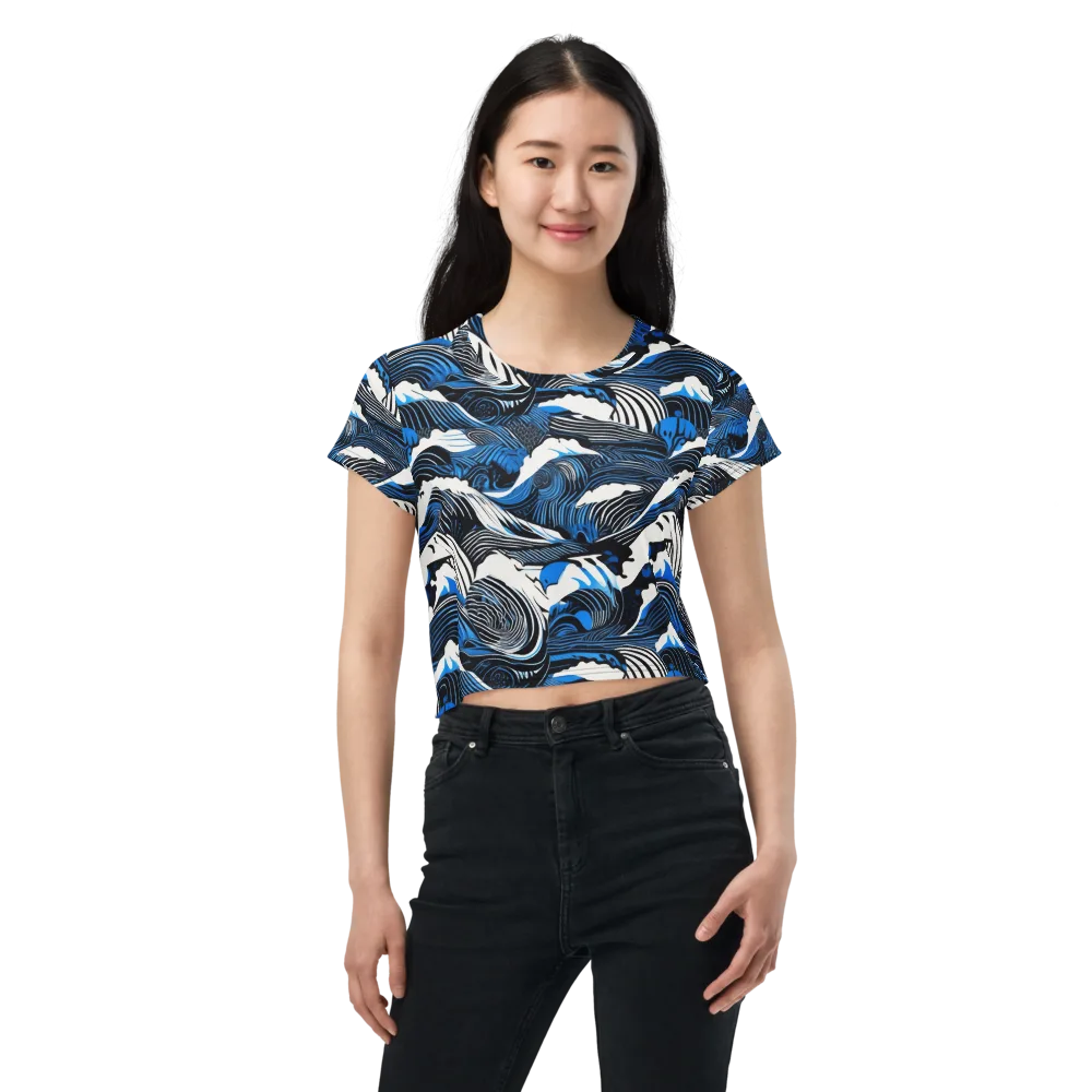 Cobalt Undertow on Crop Tee — Front