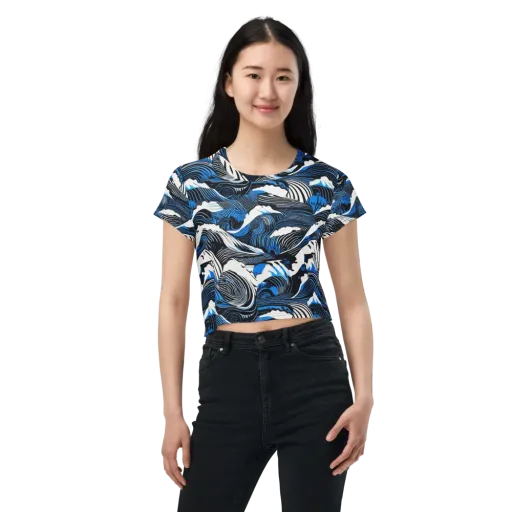Cobalt Undertow on a Crop Tee