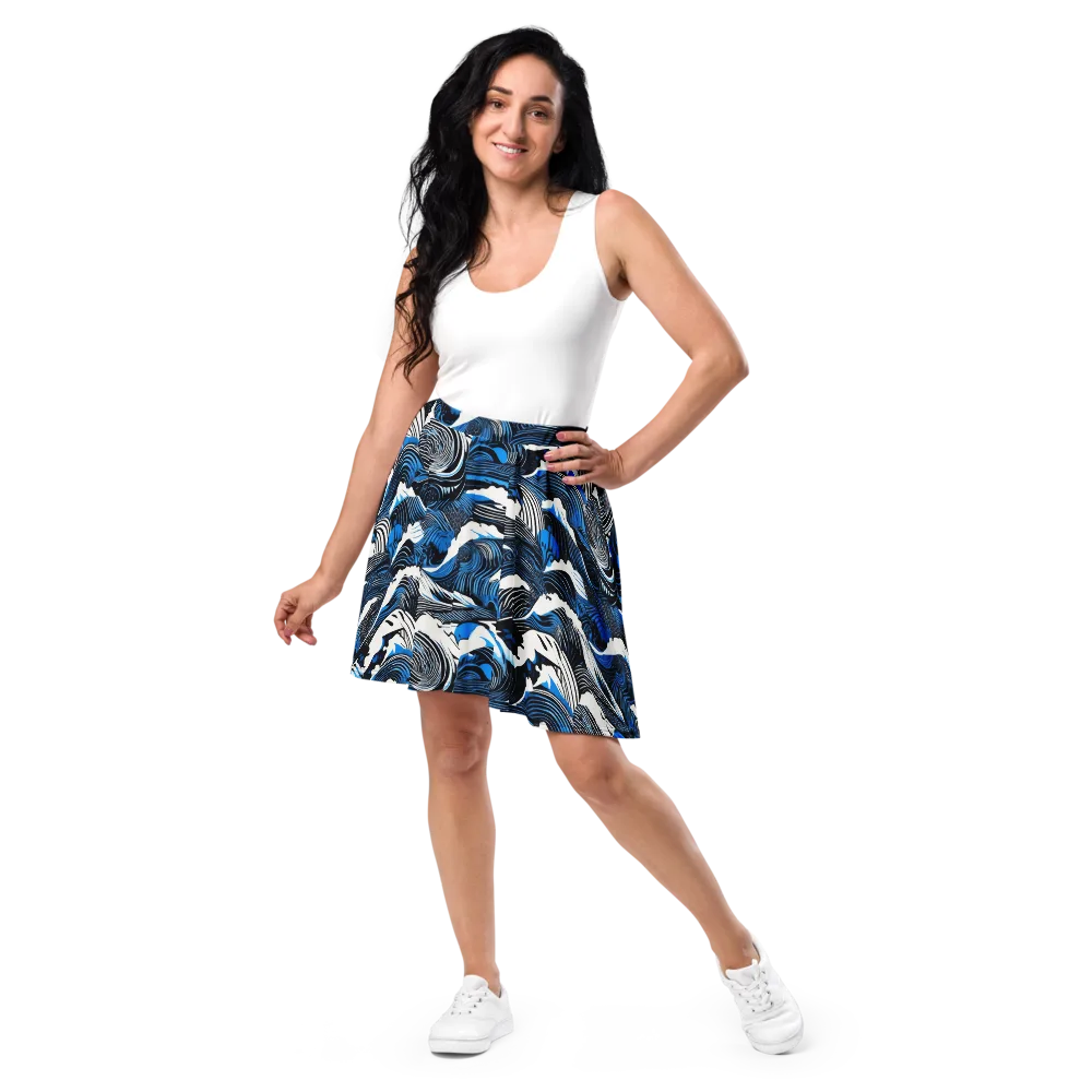 Cobalt Undertow on Skater Skirt — Front