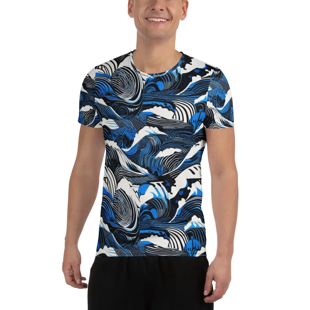 Cobalt Undertow on Men's Athletic T-Shirt — Front