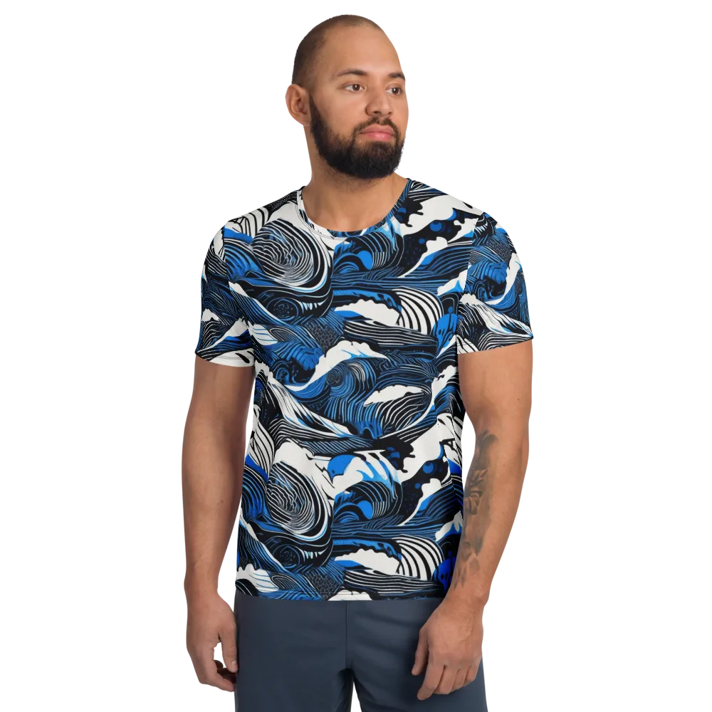 Cobalt Undertow on Men's Athletic T-Shirt — Front