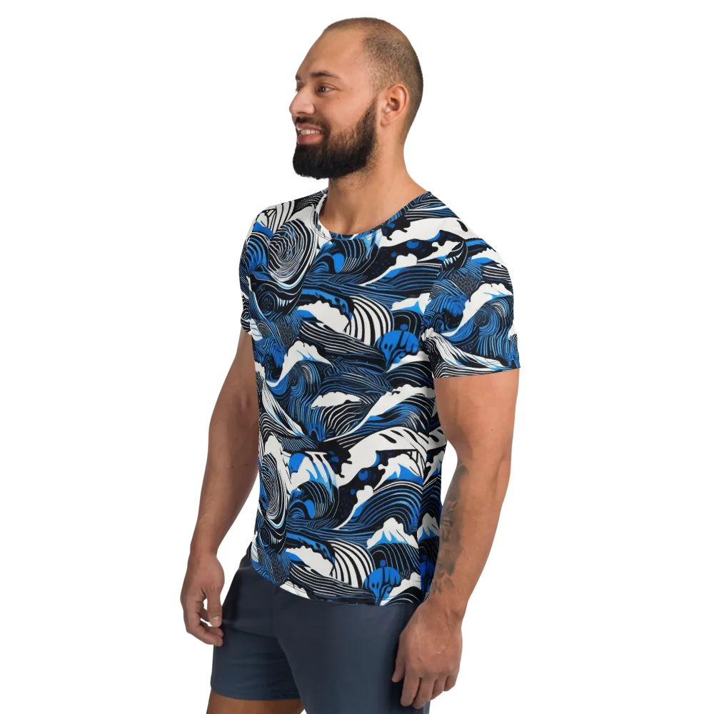 Cobalt Undertow on Men's Athletic T-Shirt — Left