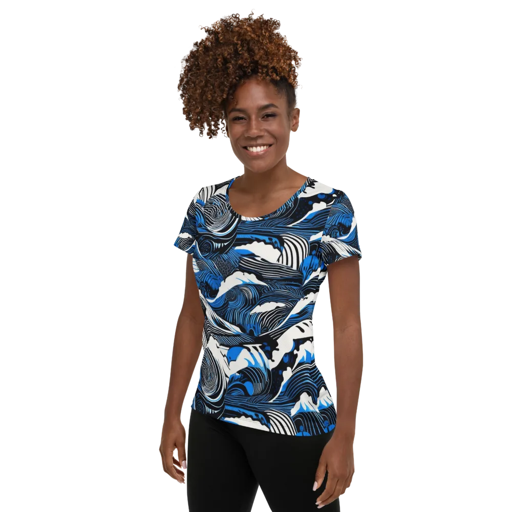 Cobalt Undertow on Women's Athletic T-Shirt — Left