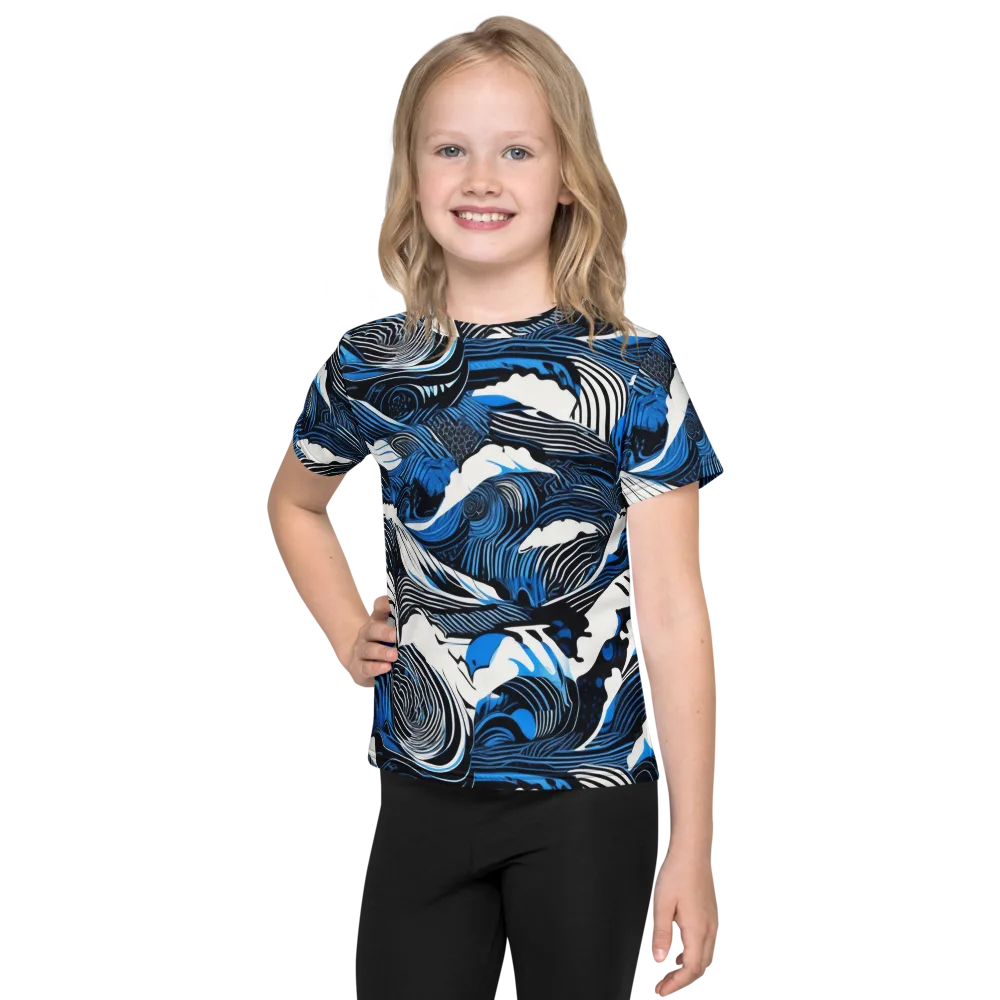 Cobalt Undertow on Kids Crew Neck T-Shirt — Front
