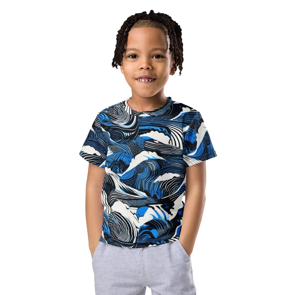 Cobalt Undertow on Kids Crew Neck T-Shirt — Front
