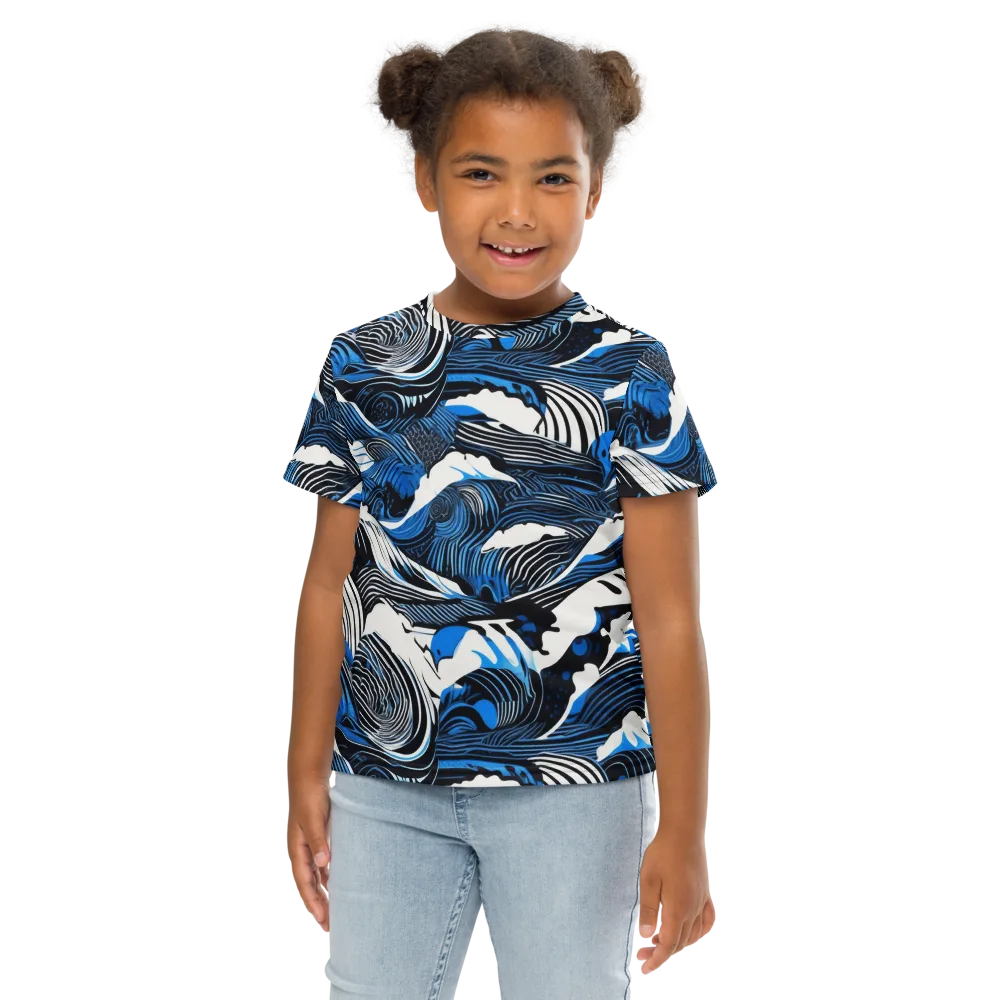 Cobalt Undertow on Kids Crew Neck T-Shirt — Front