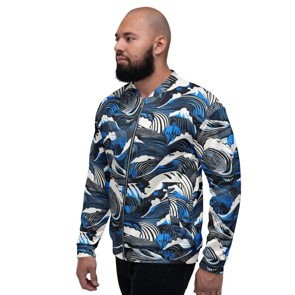 Cobalt Undertow on Bomber Jacket — Left