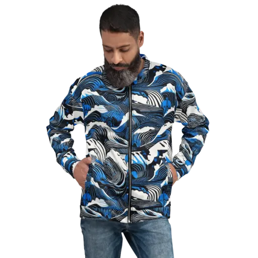 Cobalt Undertow on a Bomber Jacket