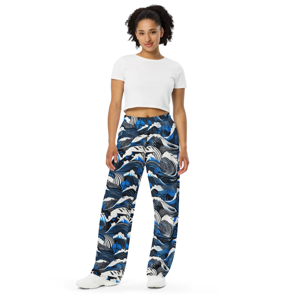 Cobalt Undertow on Wide-Leg Pants — Front