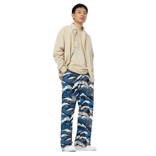 Cobalt Undertow on a Wide-Leg Pants