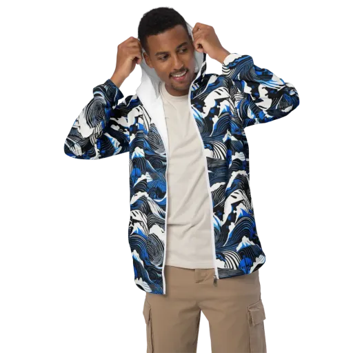 Cobalt Undertow on a Men's Windbreaker