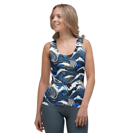 Cobalt Undertow on a Women's Tank Top