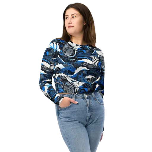 Cobalt Undertow on a Long Sleeve Crop Top