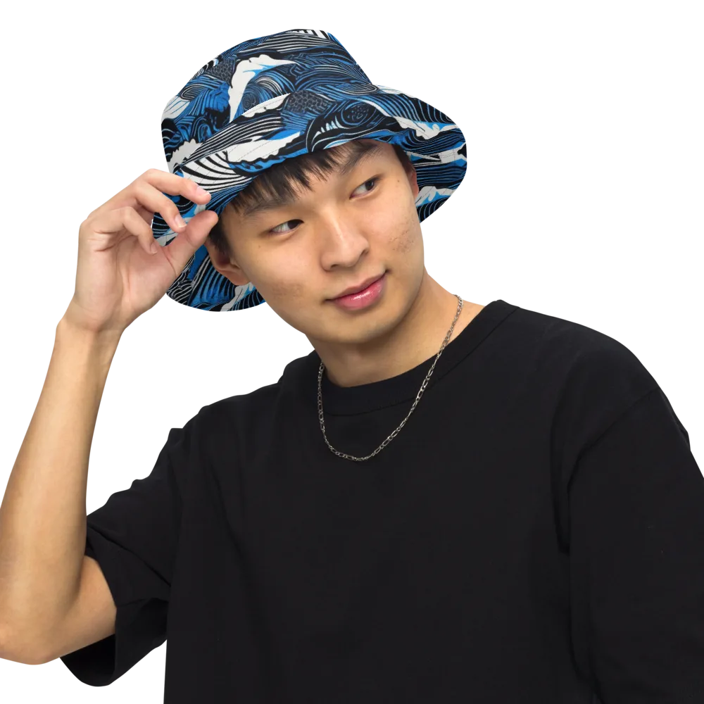 Cobalt Undertow on Reversible Bucket Hat — Front Inside