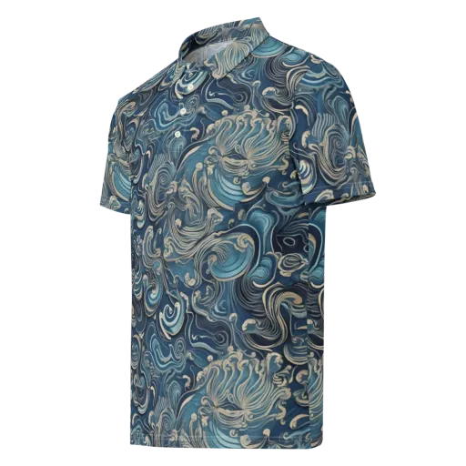 Tidal Arabesque on a Men's Slim Fit Polo Shirt