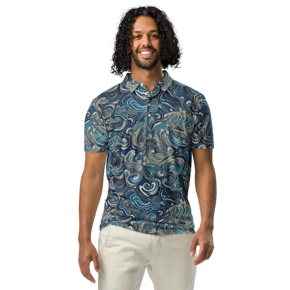 Tidal Arabesque on Men's Slim Fit Polo Shirt — Front