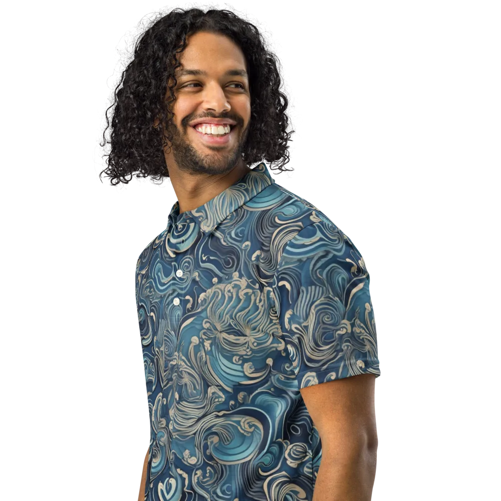 Tidal Arabesque on Men's Slim Fit Polo Shirt — Left Front