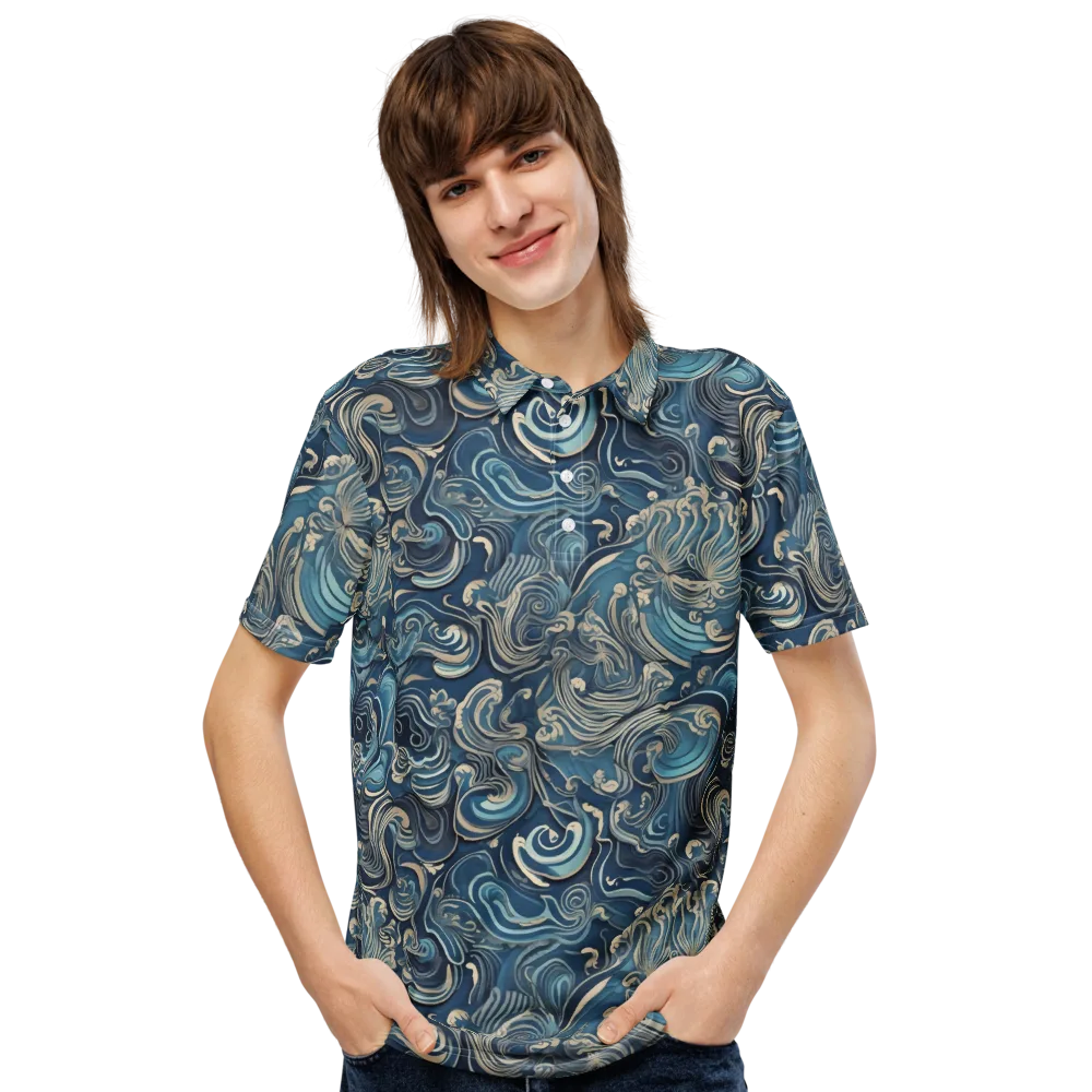 Tidal Arabesque on Men's Slim Fit Polo Shirt — Front