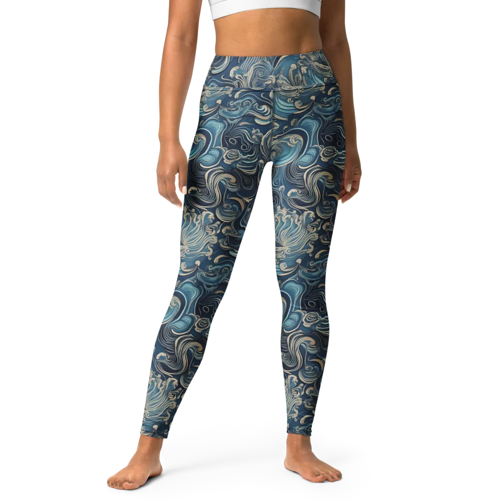 Tidal Arabesque on Yoga Leggings — Front