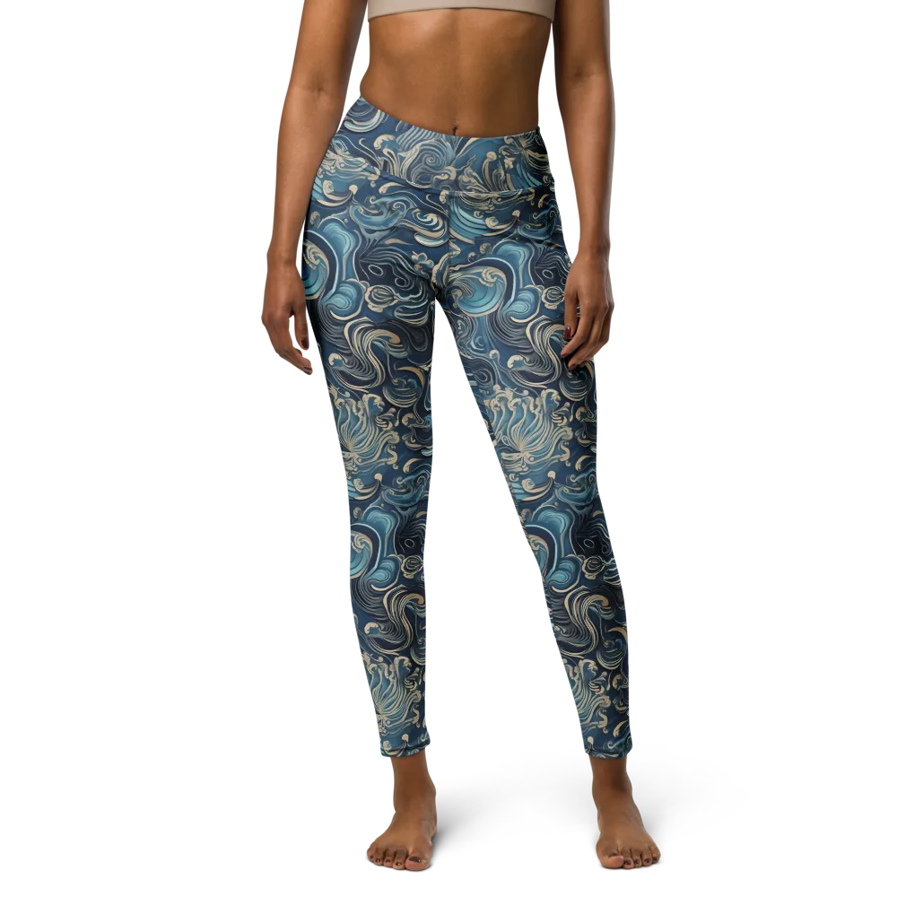 Tidal Arabesque on Yoga Leggings — Front
