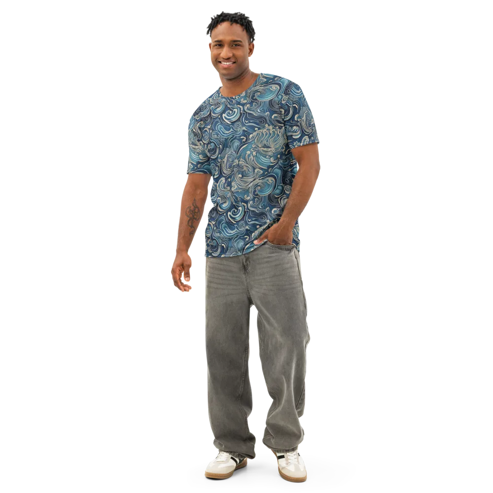 Tidal Arabesque on Men's Cotton Crew Neck T-Shirt — Front