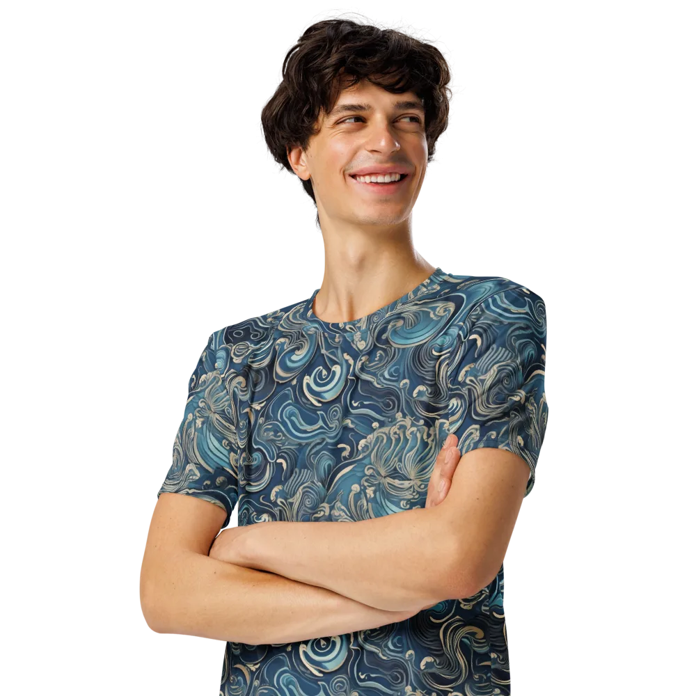 Tidal Arabesque on Men's Crew Neck T-Shirt — Left Front