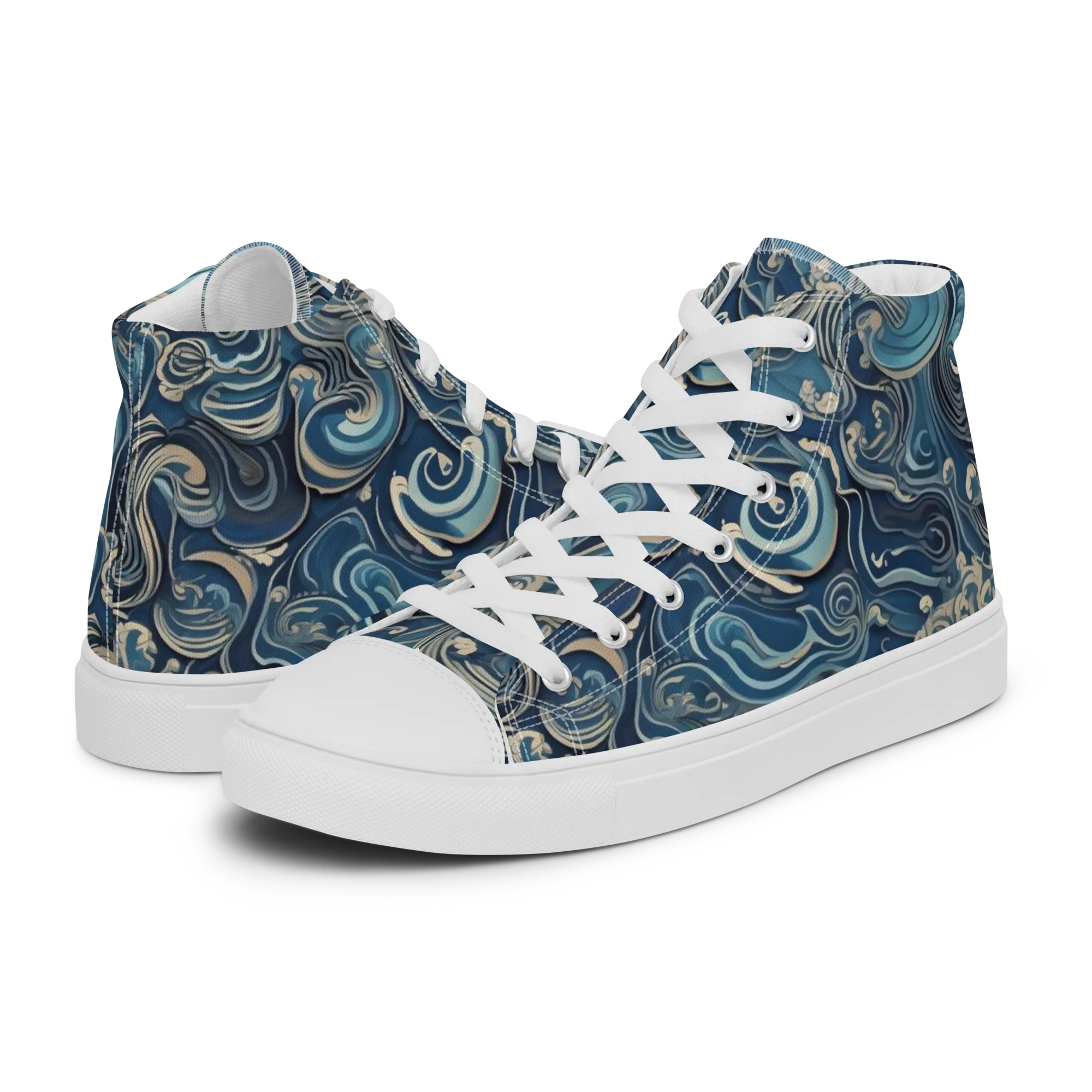 Tidal Arabesque on Women's High Top Canvas Shoes — Left