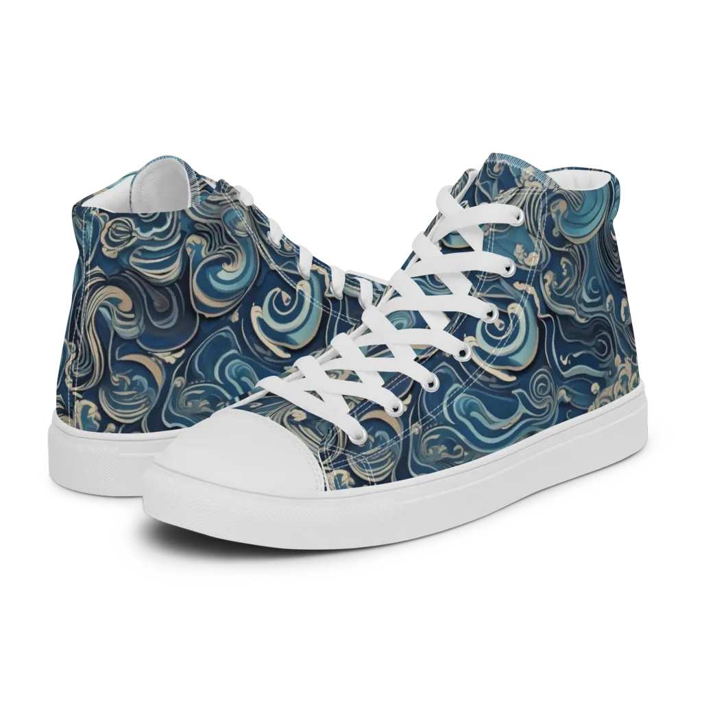 Tidal Arabesque on Women's High Top Canvas Shoes — Left