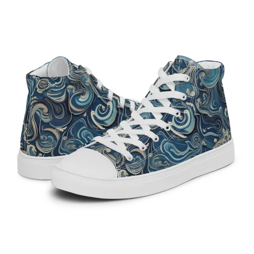 Tidal Arabesque on a Women's High Top Canvas Shoes