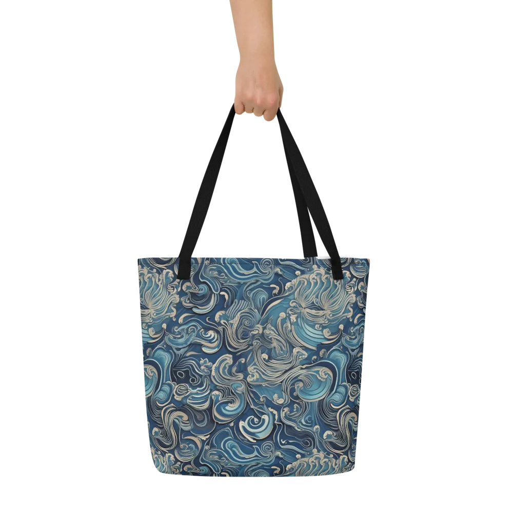 Tidal Arabesque on Large Tote Bag W/ Pocket — Front