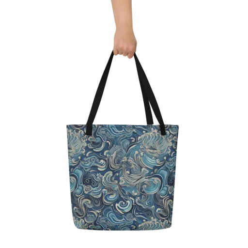 Tidal Arabesque on a Large Tote Bag W/ Pocket