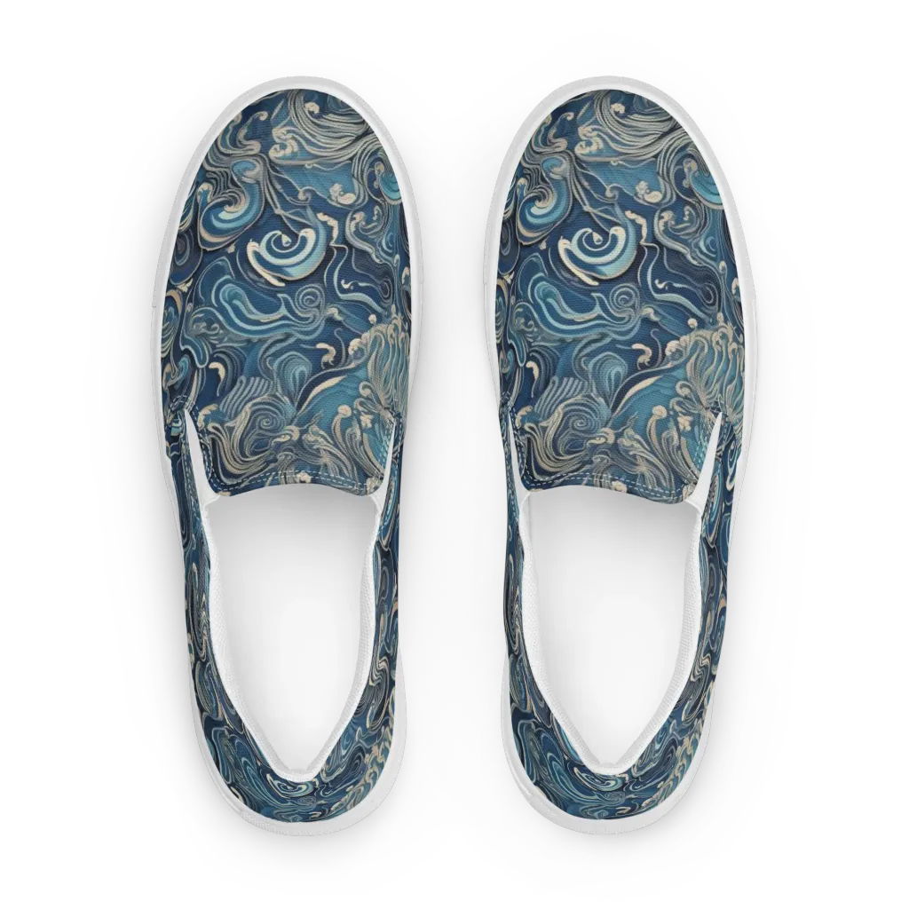 Tidal Arabesque on Women's Slip-On Canvas Shoes — Front