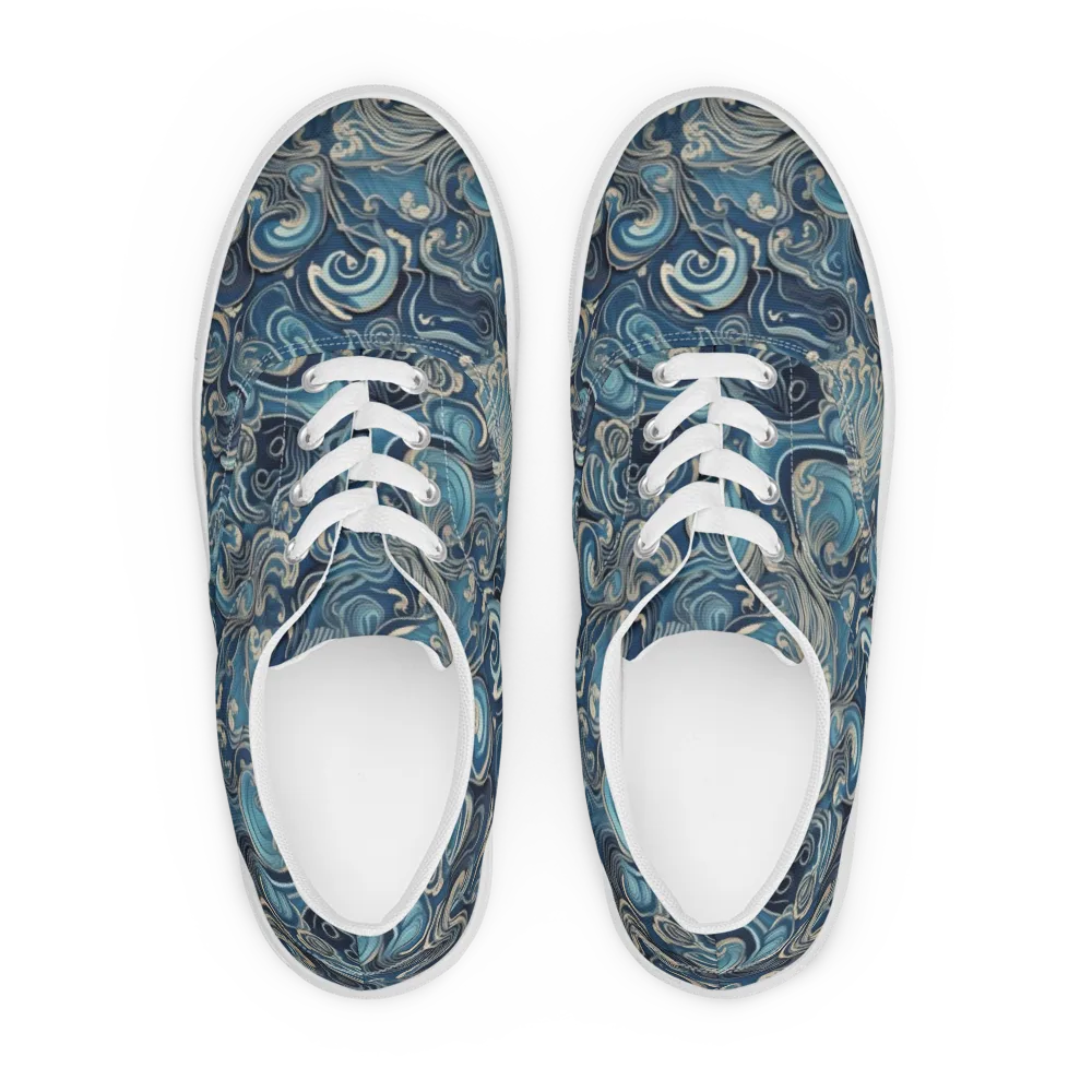Tidal Arabesque on Men's Lace-Up Canvas Shoes — Front