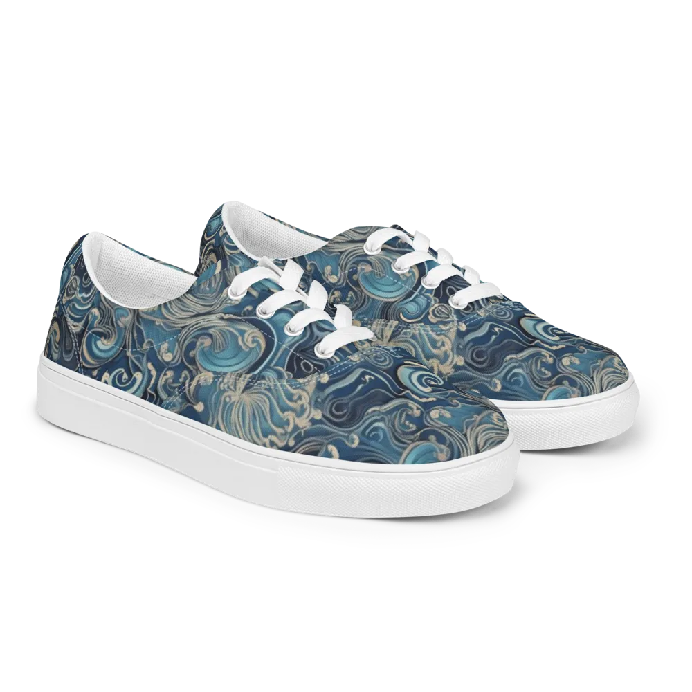 Tidal Arabesque on Men's Lace-Up Canvas Shoes — Right Front