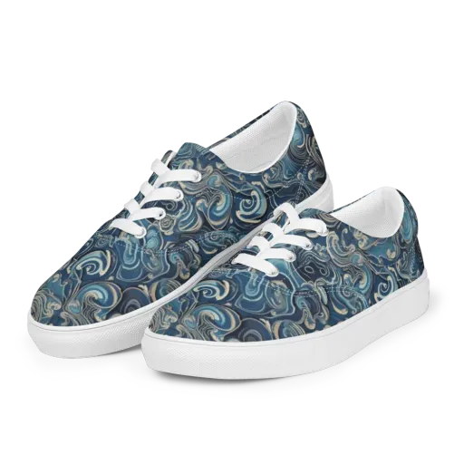 Tidal Arabesque on a Men's Lace-Up Canvas Shoes